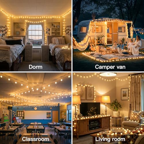 Connectable Globe String Lights - 132ft, 400 LEDs, Warm White, Remote Control, Waterproof