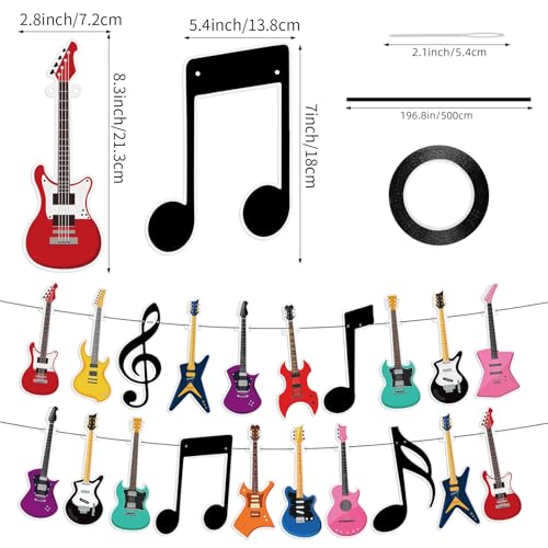 Guitar Cutout Banner for Music Theme Party Decor - 20 Pieces