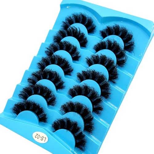 HBZGTLAD Fluffy Faux Mink False Eyelashes 6 Pairs Cat-Eye Wispy Lashes