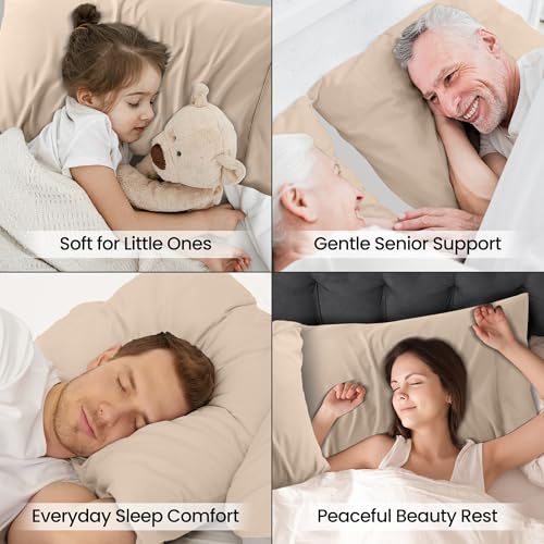 Ultra Soft Beige Pillow Cases Set of 4, Queen Size 20x30 Inches