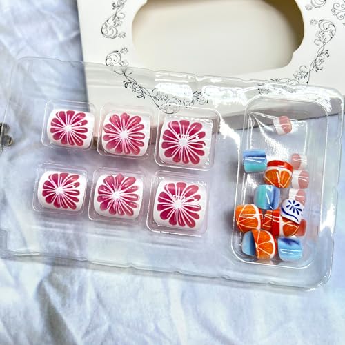 Short Square Press on Toenails Lemon Fruit Fake Toe Nails Acrylic Glossy