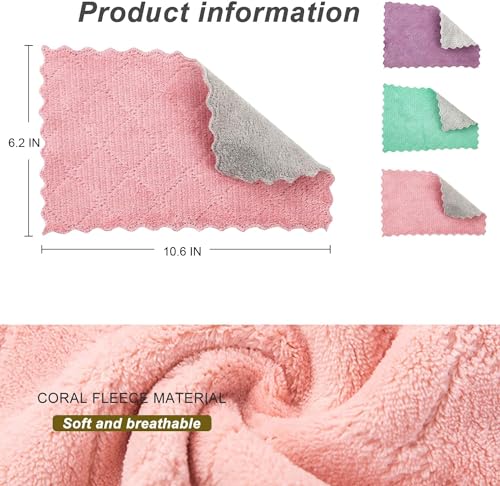 MISSJOJIAY 20 Pack Ultra Absorbent Coral Velvet Kitchen Towels
