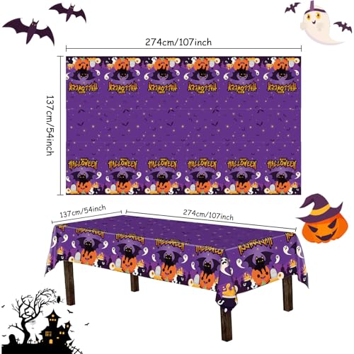 CAVETEE Halloween Tablecloth Set - 3 Pack with Pumpkin & Ghost Design