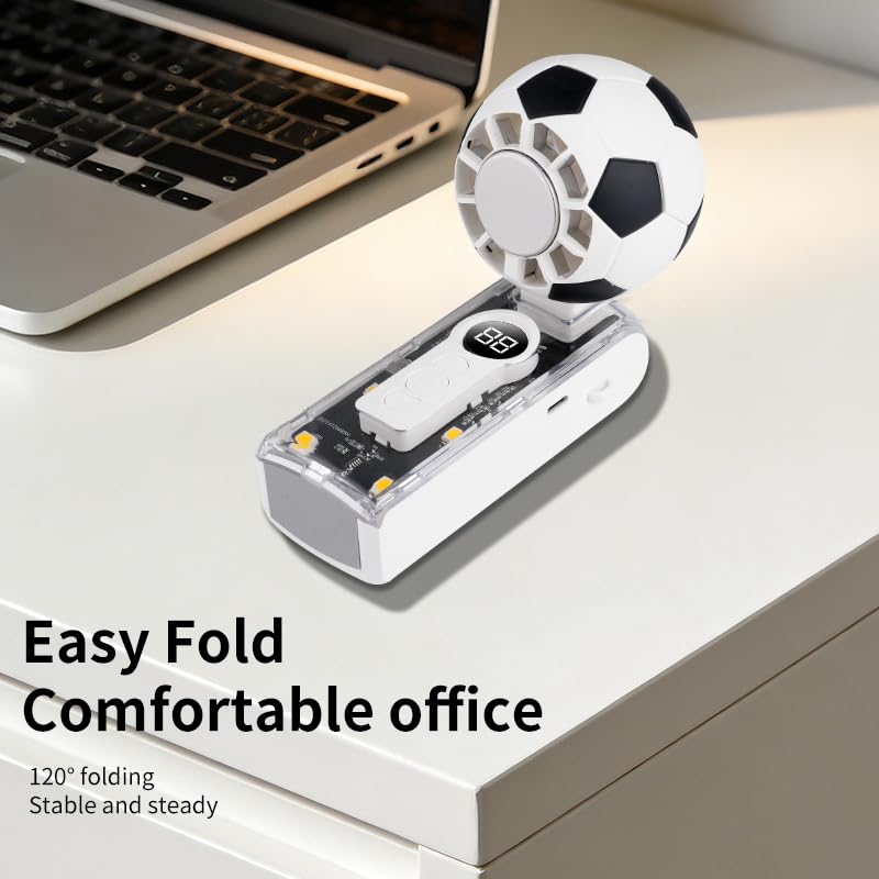 Portable Handheld Turbo Fan with Ice Cooling - 5-Speed, 180° Foldable, White