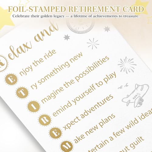 Happy Retirement Greeting Card Set with Gold Certificate and Envelope