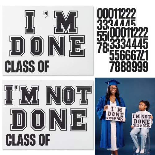 Novabright Black Sibling Graduation Photo Props - I'm Done Signs