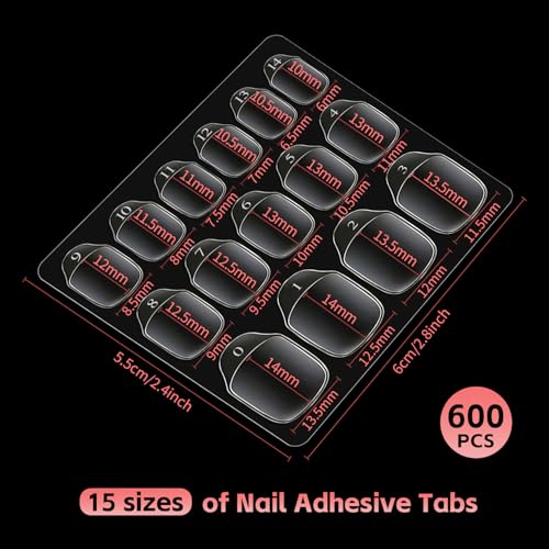 Nail Adhesive Tabs - 600PCS Waterproof Double-Sided Press On Nails Glue Alternative