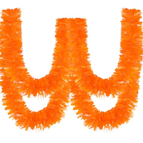 CCINEE 32.8ft Fall Tinsel Garland - Orange Metallic Foil Twist Decor for Halloween & Christmas
