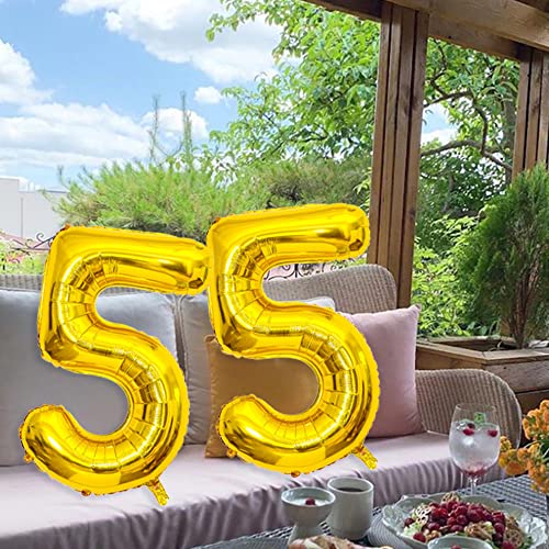 40-Inch Gold 55 Number Balloon Set for Birthday & Graduation