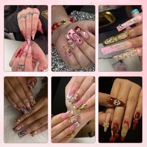 ALGLEA 80Pcs Gold Nail Charms Set Y2K 3D Metal Nail Art Gems