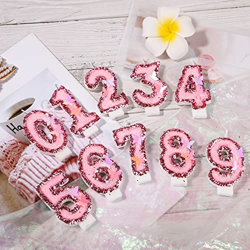 Glitter Pink Butterfly Number 9 Birthday Candle for Cakes