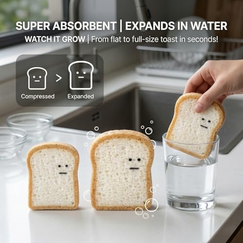 Keovar Plant-Based Toast Kitchen Sponges - 6 Pack Scratch-Free Scrubbers