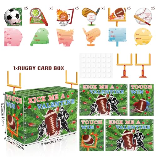 Valentine's Day Sports Card Mailbox Kit - 30PCS Kids Cards