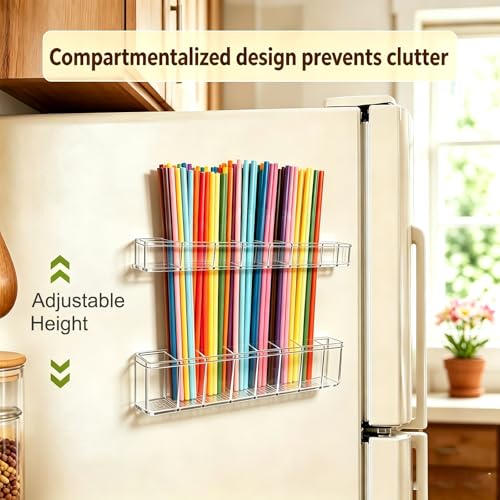 Clear Acrylic Straw Holder Organizer – Removable & Washable Cabinet Storage Rack