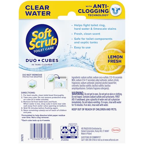 Soft Scrub Lemon Fresh In-Tank Toilet Cleaner Duo-Cubes, 4 Count