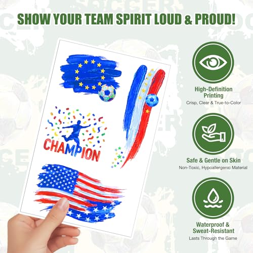 Achoulei 45 Pcs Soccer Temporary Tattoos World Cup Party Favors