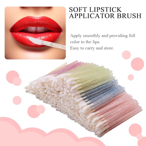 CAIYA 50 Pack Disposable Lip Brushes Crystal Wand Makeup Applicators Pink