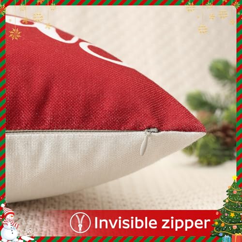 Artscope Merry Christmas Lumbar Pillow Cover 12x20 Inch - Red