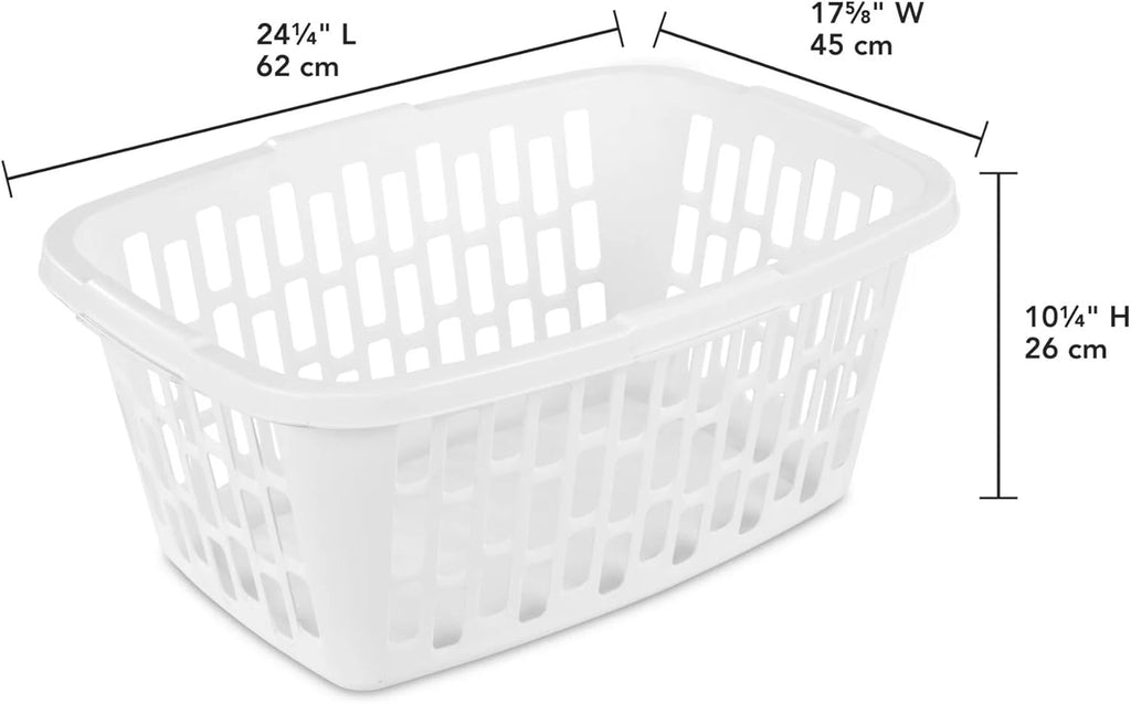 Skiennix 6-Pack Rectangular Plastic Laundry Baskets - Ventilated, Stackable & Portable, White