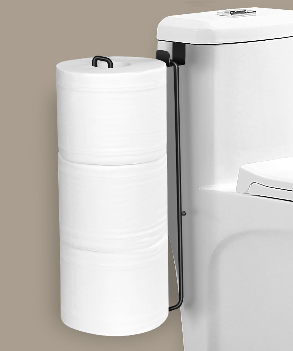 Skiennix Toilet Paper Holder - Wall-Mounted Storage for 3 Rolls - Stainless Steel, Black Finish