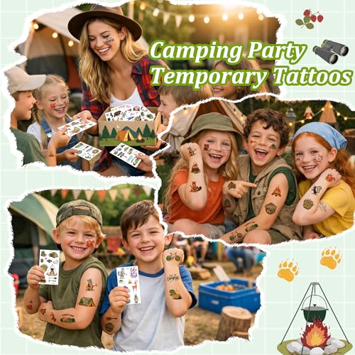 Camping Temporary Tattoos 99 Pcs Kids Party Favors & Stickers