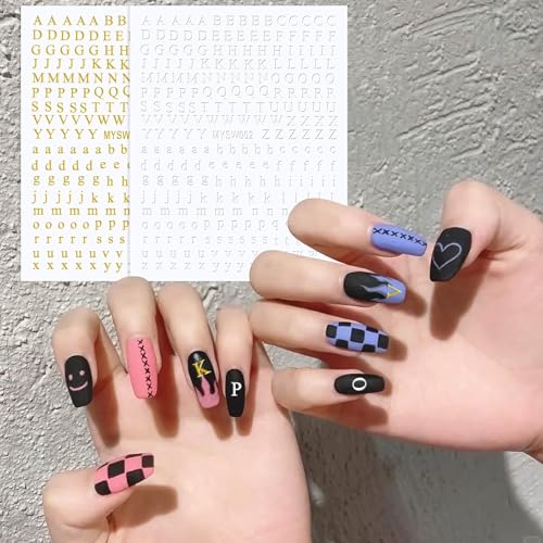 Letter Nail Art Stickers 10 Sheets Self-Adhesive English Alphabet Decals