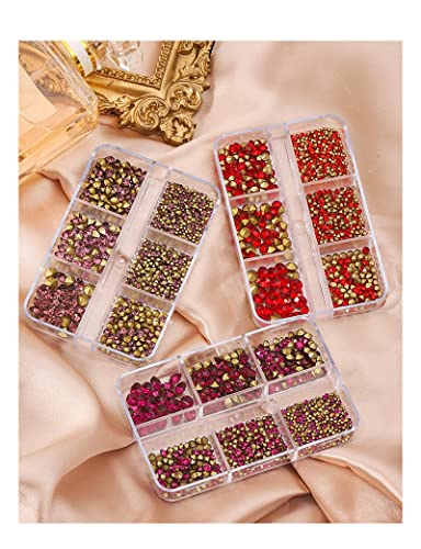 1060PCS Crystal AB Nail Art Rhinestones in 6 Sizes with Organizer Box