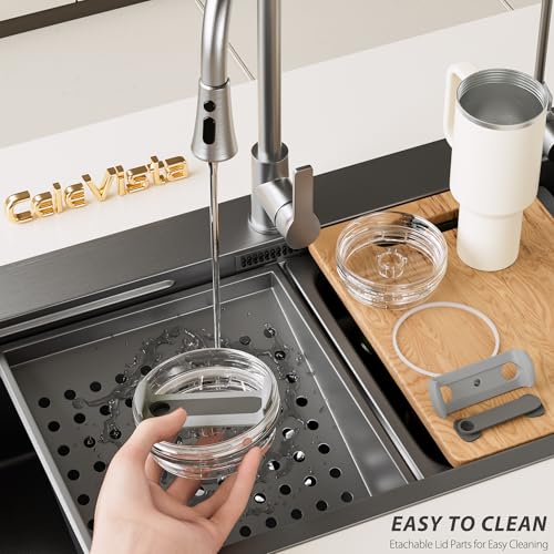 40 oz Tumbler Lid Replacement, Tumbler Lids Fit for Stanley Quencher, No Straw, Replacement Covers for Stanley Cup Accessories (Grey)