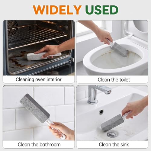 Pumice Stone with Extra Long Handle for Kitchen & Grill Cleaning - 3 Pack