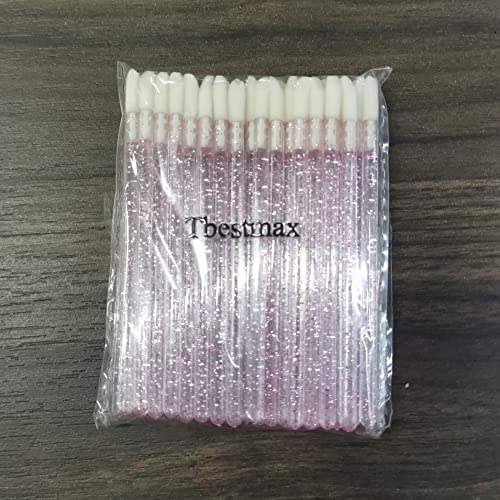 Tbestmax Disposable Lip Brushes and Lip Gloss Wands Pink - 100 Pack