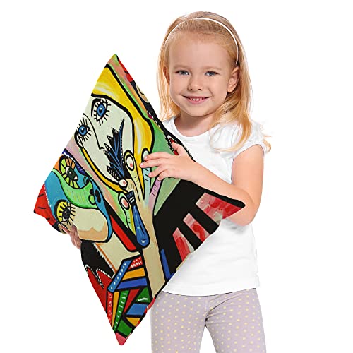 Zaueky Picasso Art Pillow Cover 18x18 Bright Colorful Woman Abstract Decor