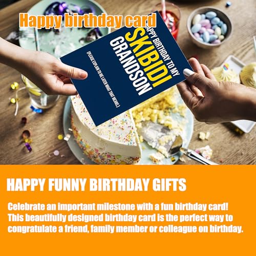 Skibidi Meme Birthday Card for Grandson - Funny 5x7 Greeting Card