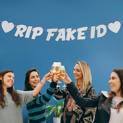 RIP Fake ID Glitter Banner Pre-Strung Sign for 21st Birthday Party