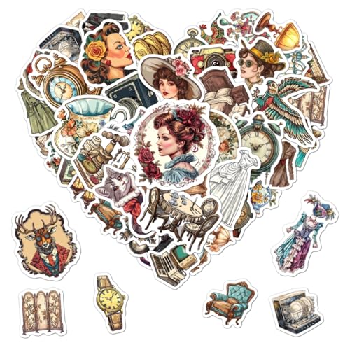 50 Pcs Vintage Waterproof Stickers for Water Bottles & Laptops