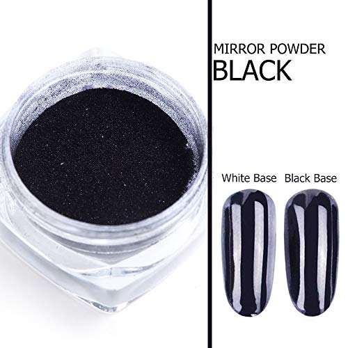 Bellecrey Black Chrome Nail Powder Mirror Metallic Pigment Glitter Dust