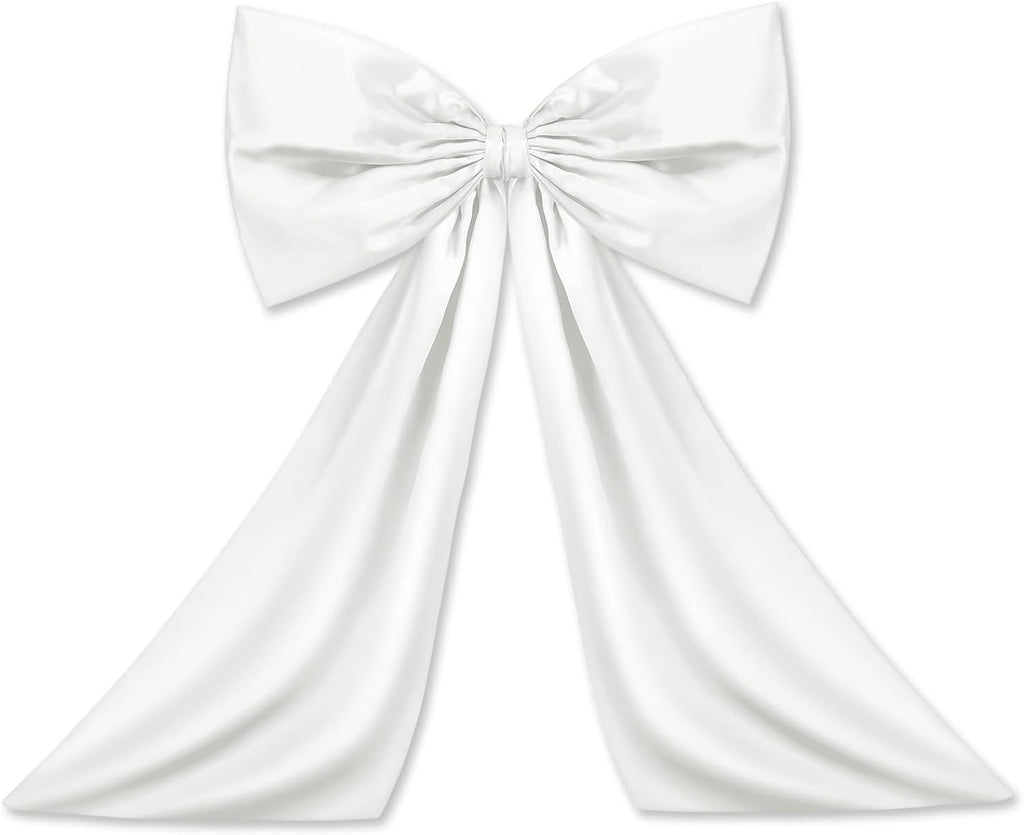 Wavwavw Large White Bow Decor - Giant Satin Ribbon Tie for Party & Wedding | 18 x 24 Inches