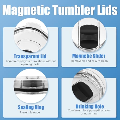 3 Pack Magnetic Replacement Lids for 20 oz Tumblers, Spill-Proof Covers