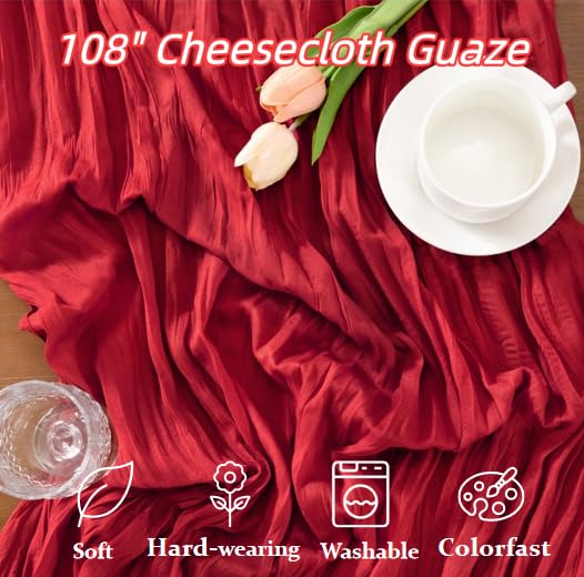Red Cheesecloth Table Runner 6 Pack Fall Boho Christmas Rustic Decor