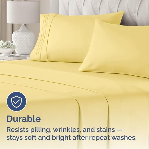 King Standard Pillow Cases - Soft Hotel Quality Covers for Comfy Bedding | Set of 4, Yellow