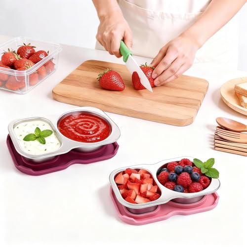 QCQHDU 2-Pack Stainless Steel Snack Containers - Leak-Proof and Portable