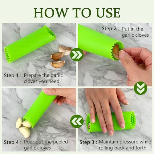 YOLCAR Garlic Peeler Duo Pack - Silicone Skin Remover, 5.12-Inch