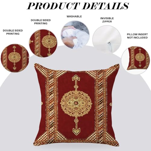 Set of 4 Red Kilim Throw Pillow Covers - 18x18 Inch Bohemian Decor