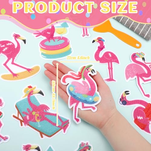 Yaomiao 24 Pcs Flamingo Non-Slip Bathtub Stickers with Scraper