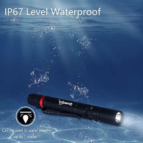 2 Pack LED Pen Flashlight, 3 Mode Pen Lights, Ultra Bright Mini Penlight, Pen Light Flashlights Pocket Clip, IP67 Small Waterproof Penlights for Outdoor Inspection Work, Emergency