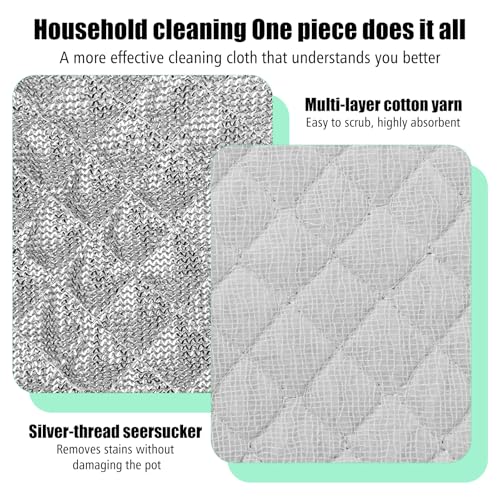 Bremorou 10 Pcs Stainless Steel Double-Sided Dishwashing Rags Non-Scratch Kitchen Cloths