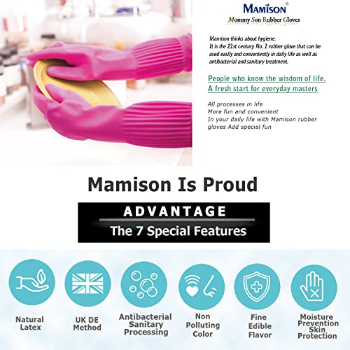 Mamison Premium Natural Latex Kitchen Rubber Gloves - Large