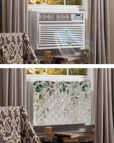 Hensabreni Insulated Indoor AC Cover, Sage Eucalyptus Print, 21x15x3.5 Inch