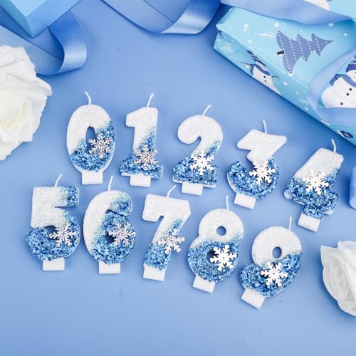Snowflake Sequin Number 3 Birthday Candle - Elegant Cake Topper