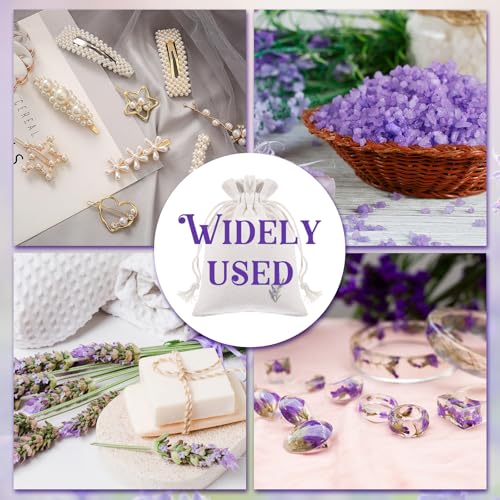 12 Pcs Lavender Embroidered Cotton Drawstring Bags - 4x6 Inch