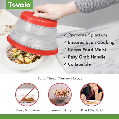 Tovolo Microwave Splatter Cover - Collapsible Silicone Lid for Small Dishes